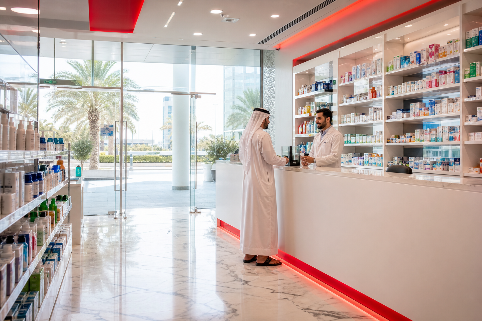 UAE pharmacy fulfilment floor for pharmacies that sell in-store and online