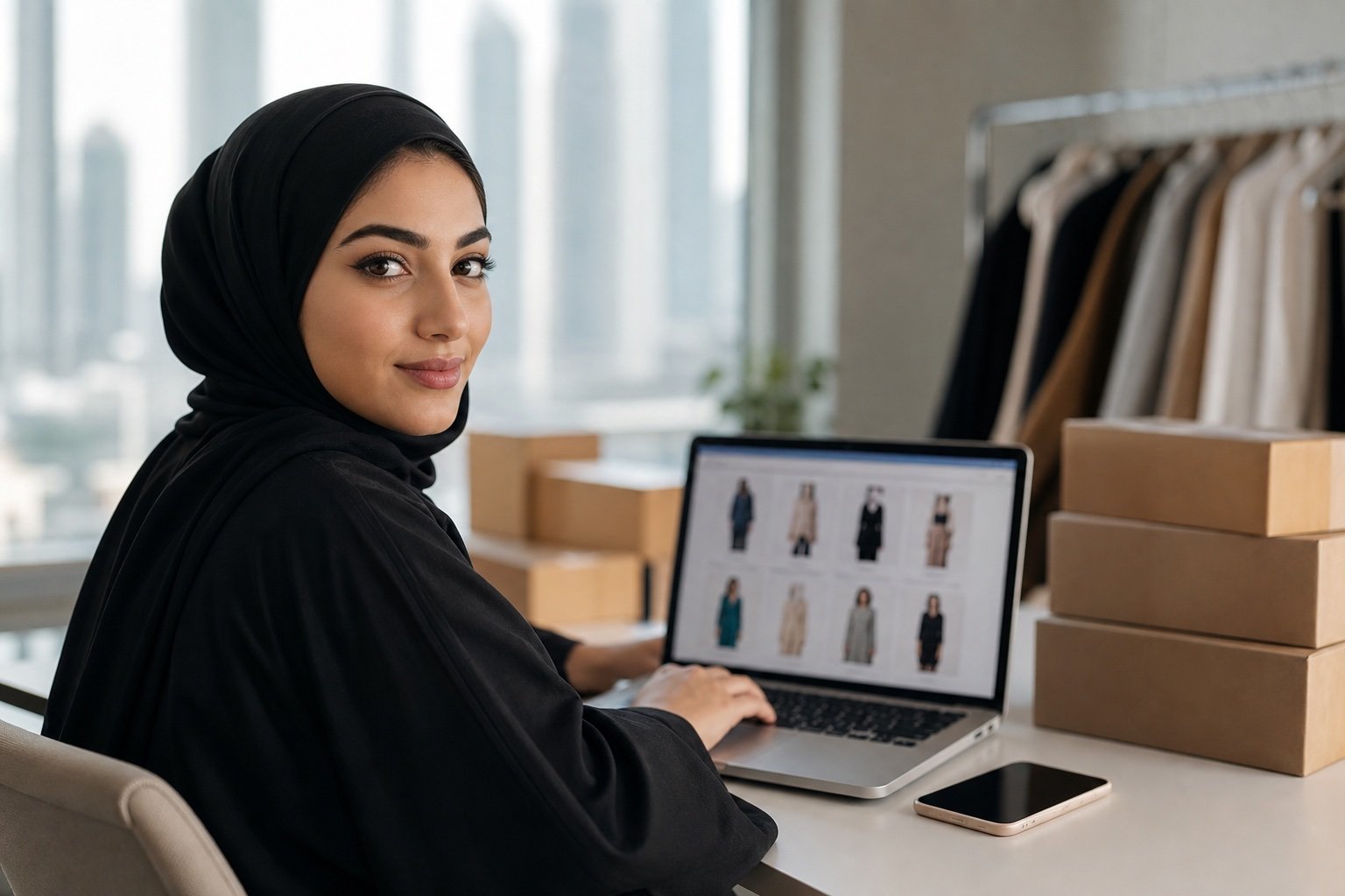 Retailer managing ecommerce orders and online store