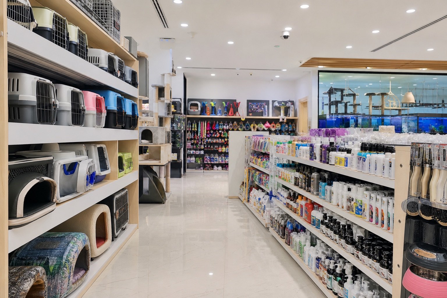 Pet care retail aisle