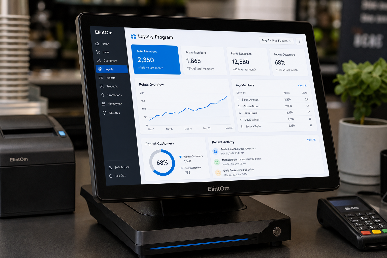 Customer loyalty program UAE — reward points interface on ElintOm POS